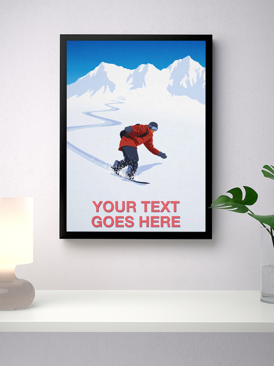 Personalised Snowboard Art Custom Text Carving Fresh Snow Gift Poster - Image 2