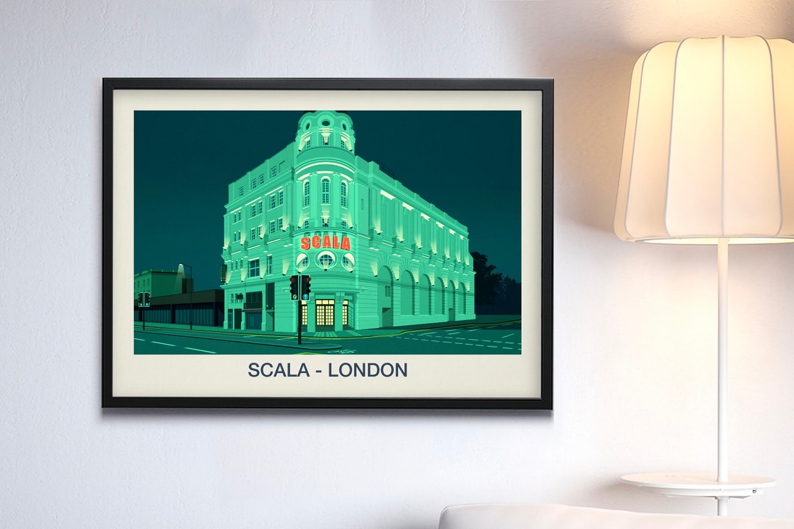 Scala London Music Venue Neon Nightlife Art Deco Facade Wall Art - Image 3
