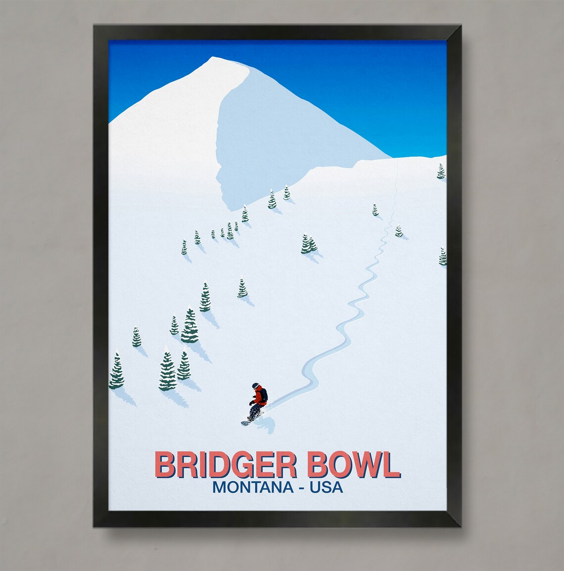 Bridger Bowl Snowboarder Travel Poster