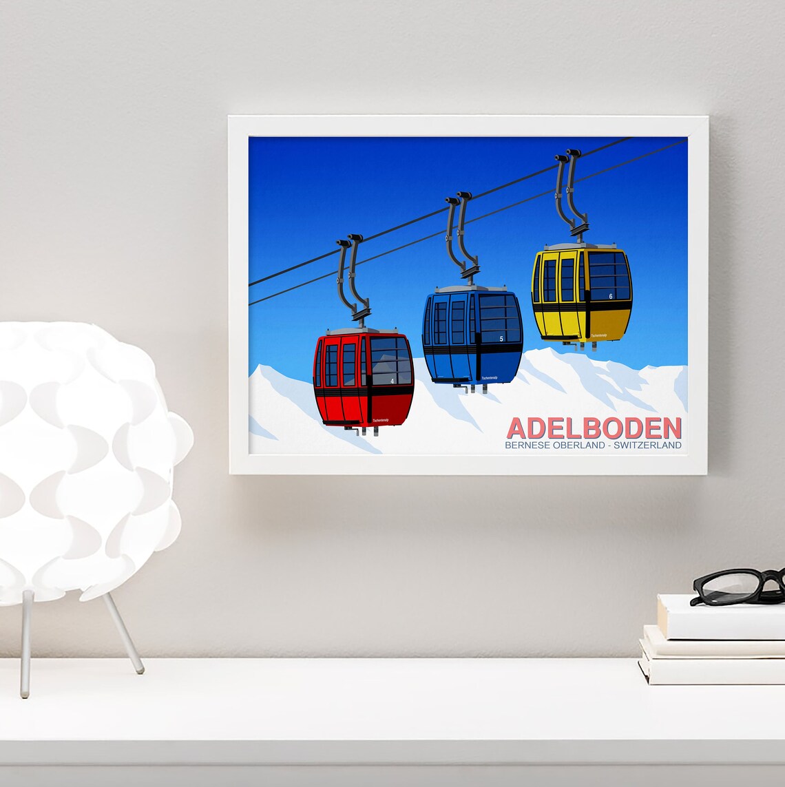 Adelboden Switzerland Gondola Cable Cars Bernese Oberland Travel Poster - Image 4