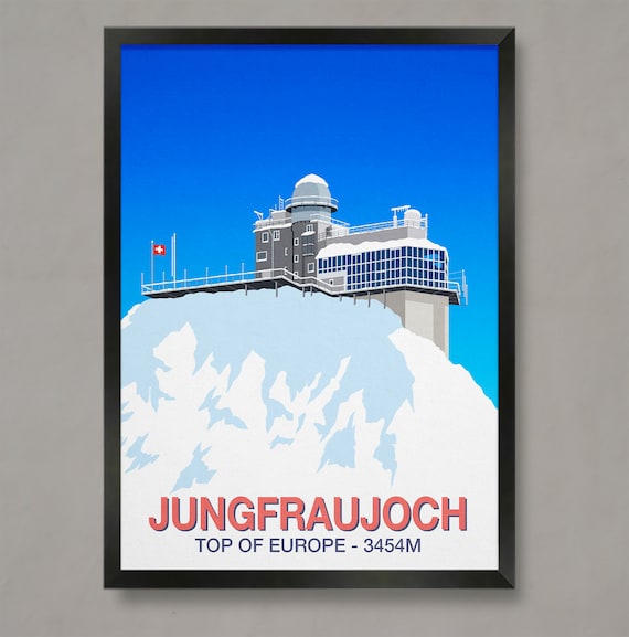 Jungfraujoch Top Of Europe 3454M Sphinx Observatory Summit Ski Poster