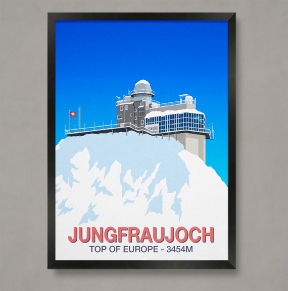 Jungfraujoch Vewing Platform Poster Ski Resort Poster Ski Print Snowboard Poster Ski Gifts Ski Poster