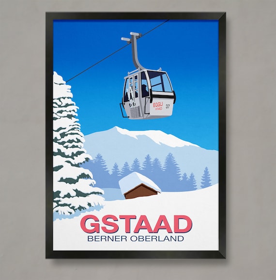 Gstaad Ski Resort Travel Poster, Ski Gifts