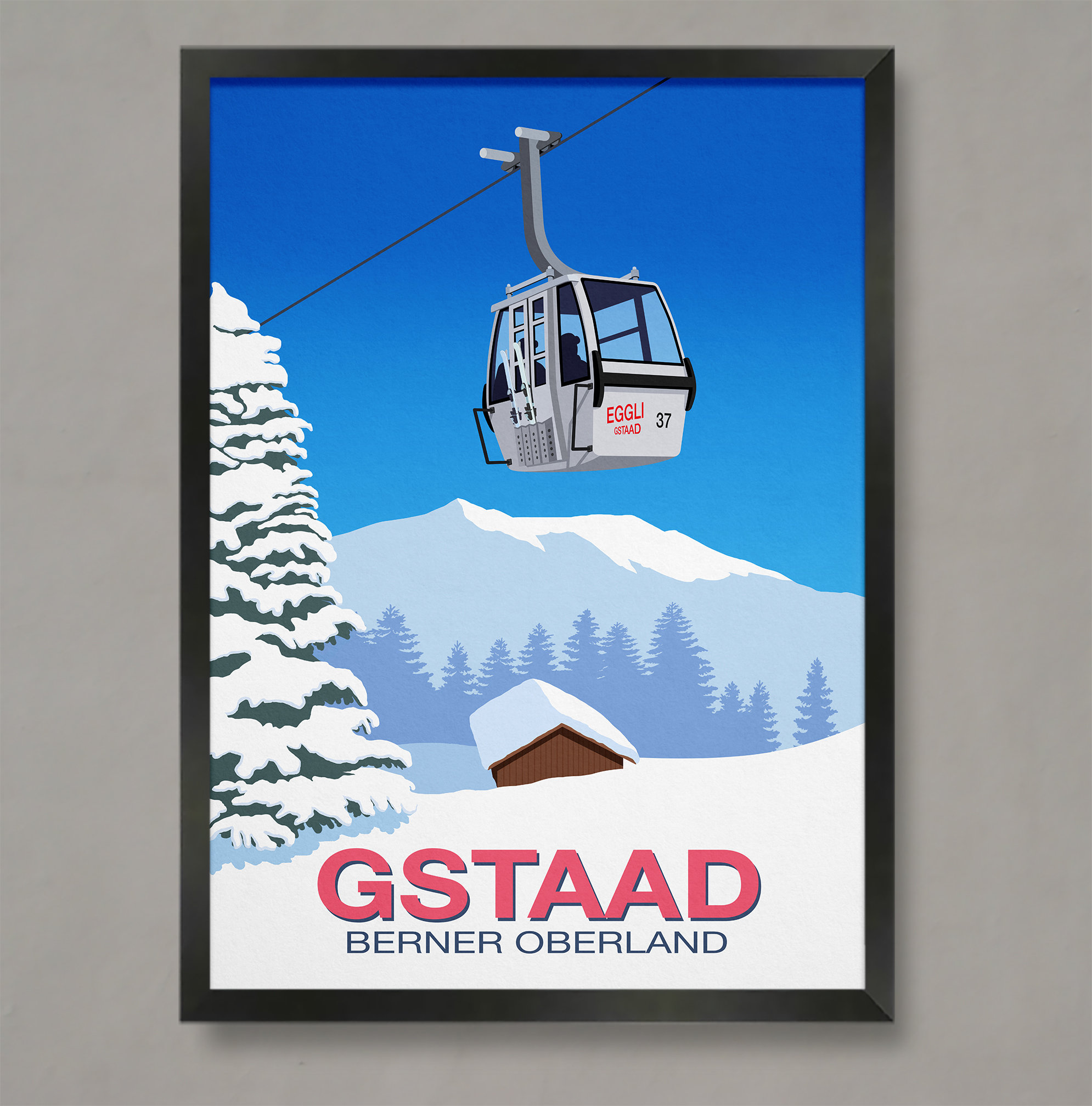 Gstaad Ski Resort Travel Poster, Ski Gifts