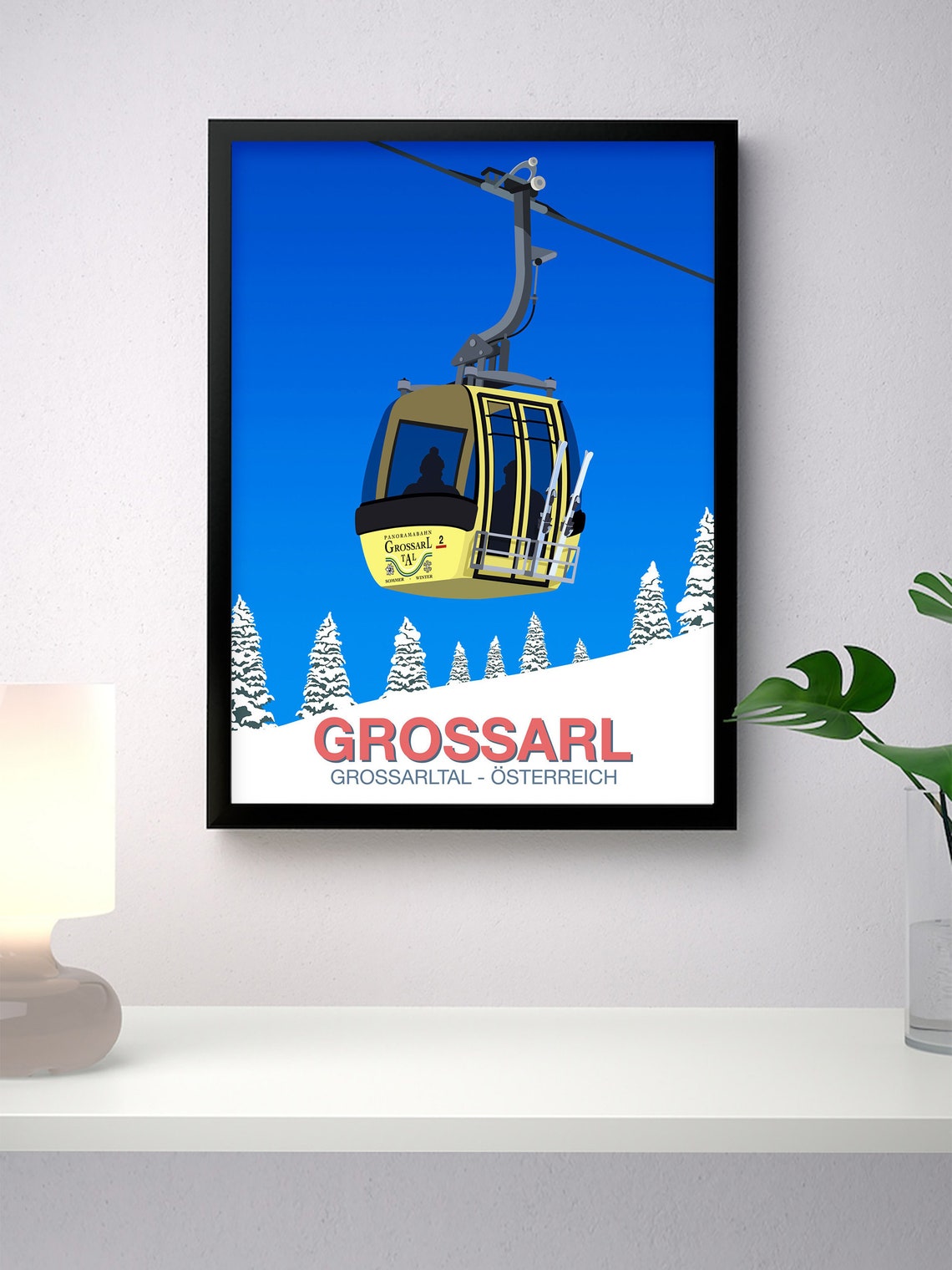 Grossarl Grossarltal Osterreich Yellow Gondola Panoramabahn Ski Poster - Image 2