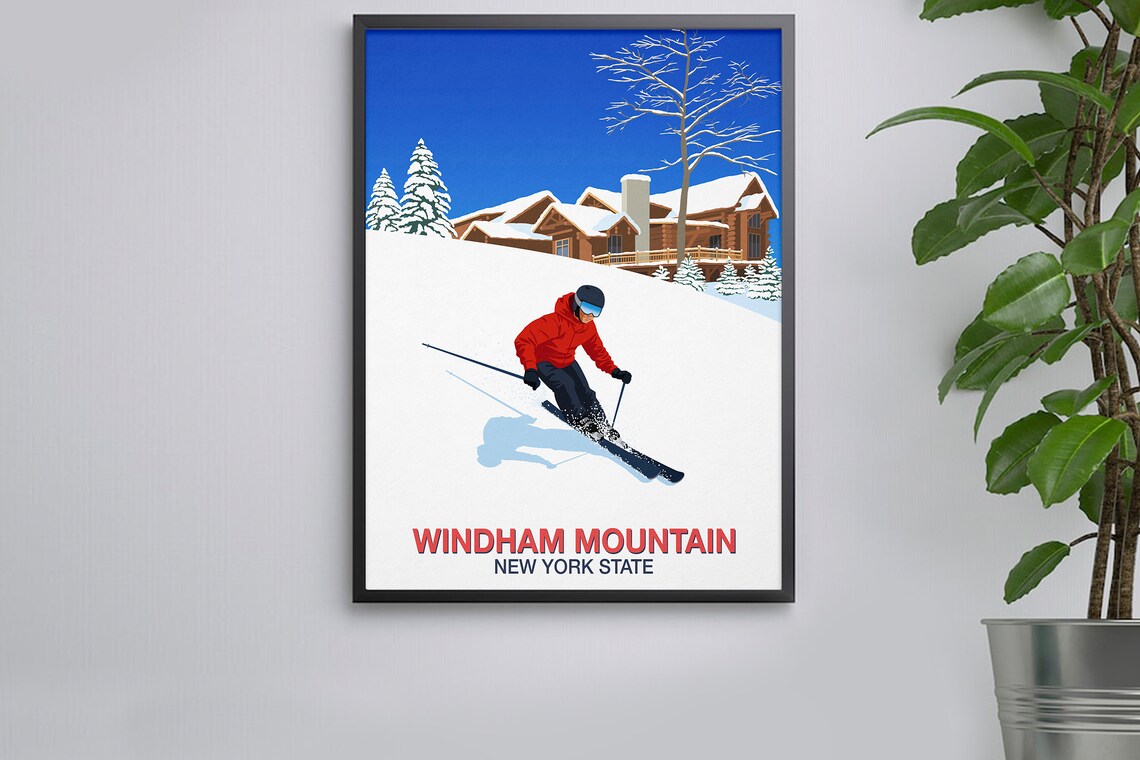 Windham Mountain Ski Resort Travel Poster Art Print - Image 2