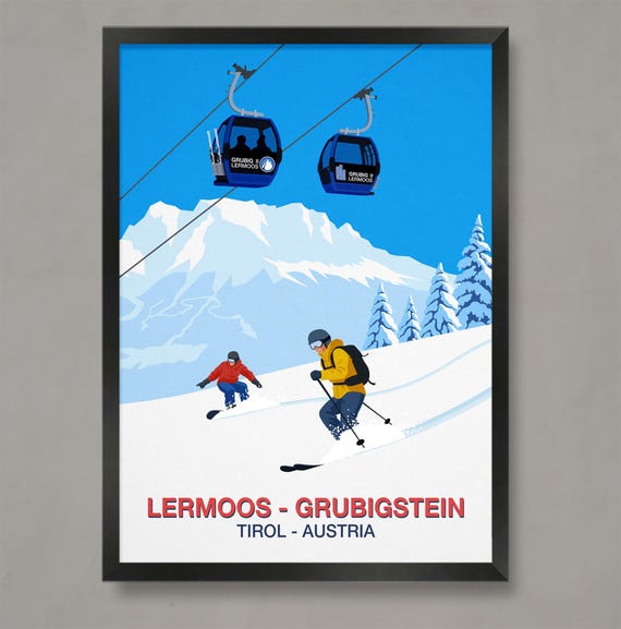 Lermoos Grubigstein Ski Poster Lermoos Grubigstein Ski Print Ski Resort Poster Ski Poster Lermoos Grubigstein Lermoos Grubigstein