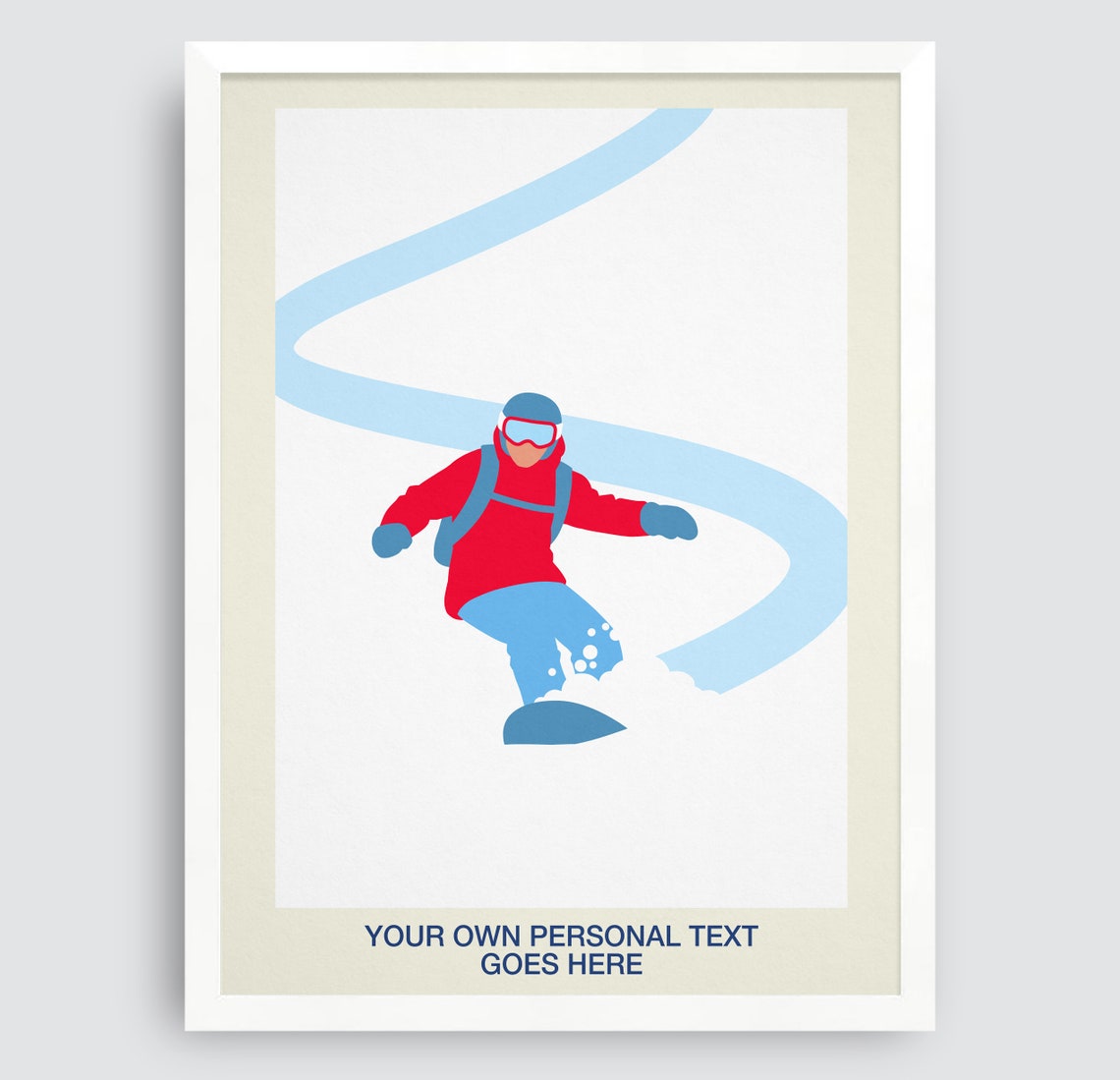 Personalised Snowboarder Poster Custom Name Minimalist Winter Art - Image 4