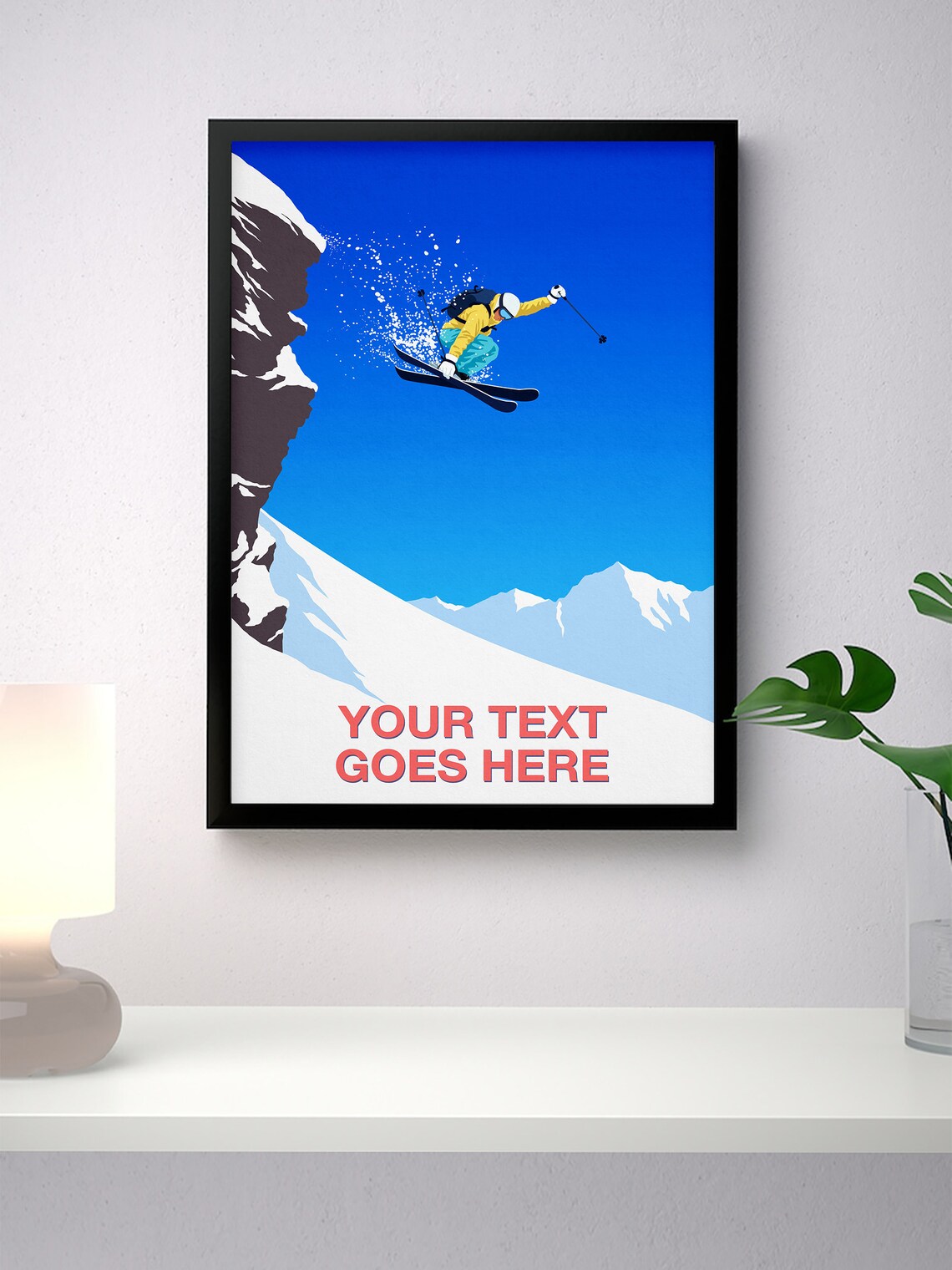 Ski Cliff Jump Personalized Ski Art Poster - Image 3