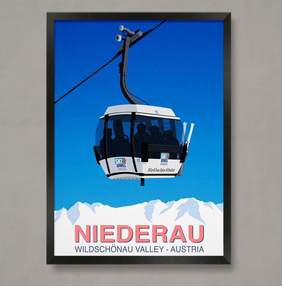 Niederau Austria Markbachjochbahn Gondola Ski Resort Travel Poster