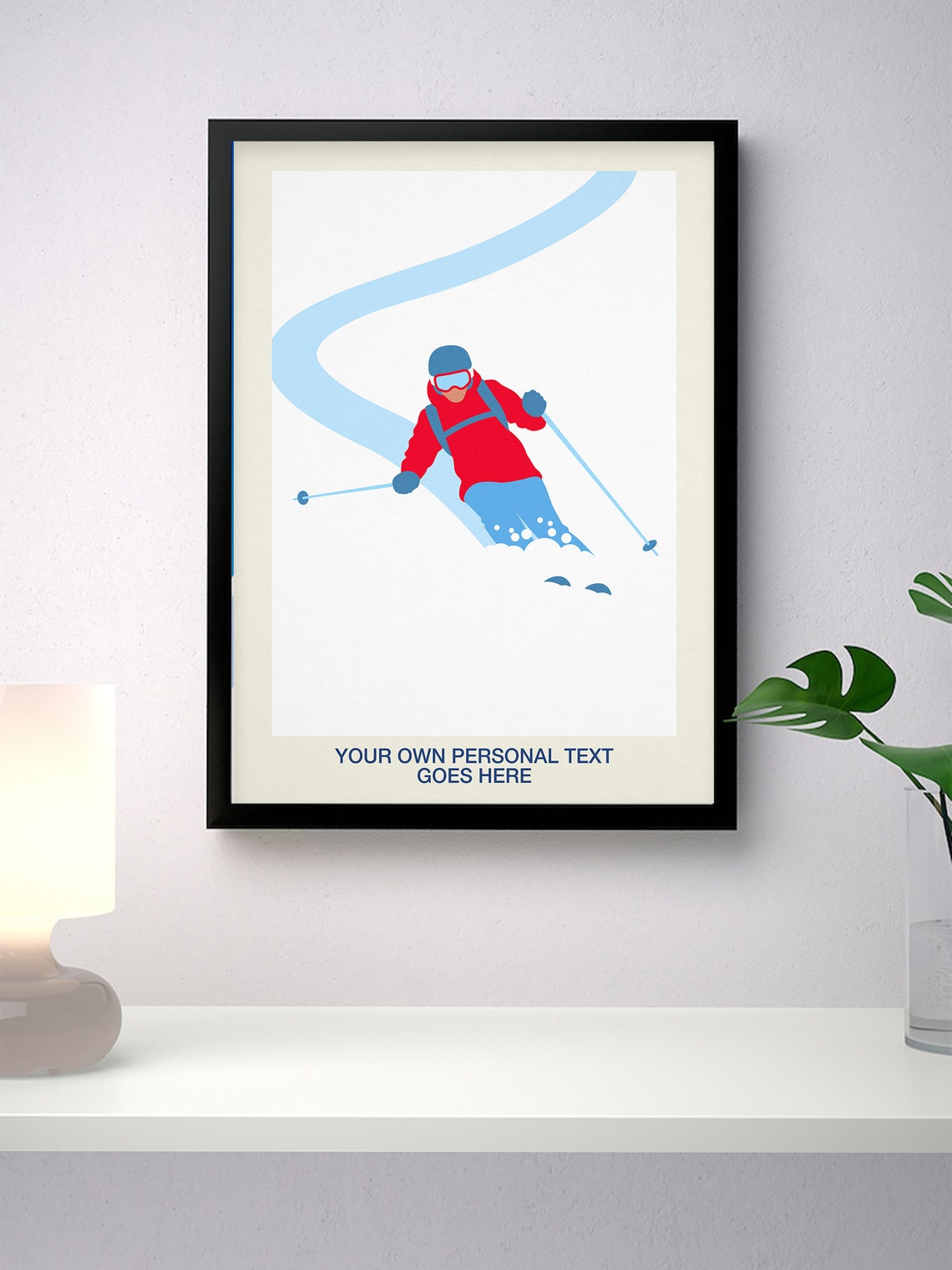 Personalised Minimalist Skier Custom Text Winter Gift Poster - Image 4