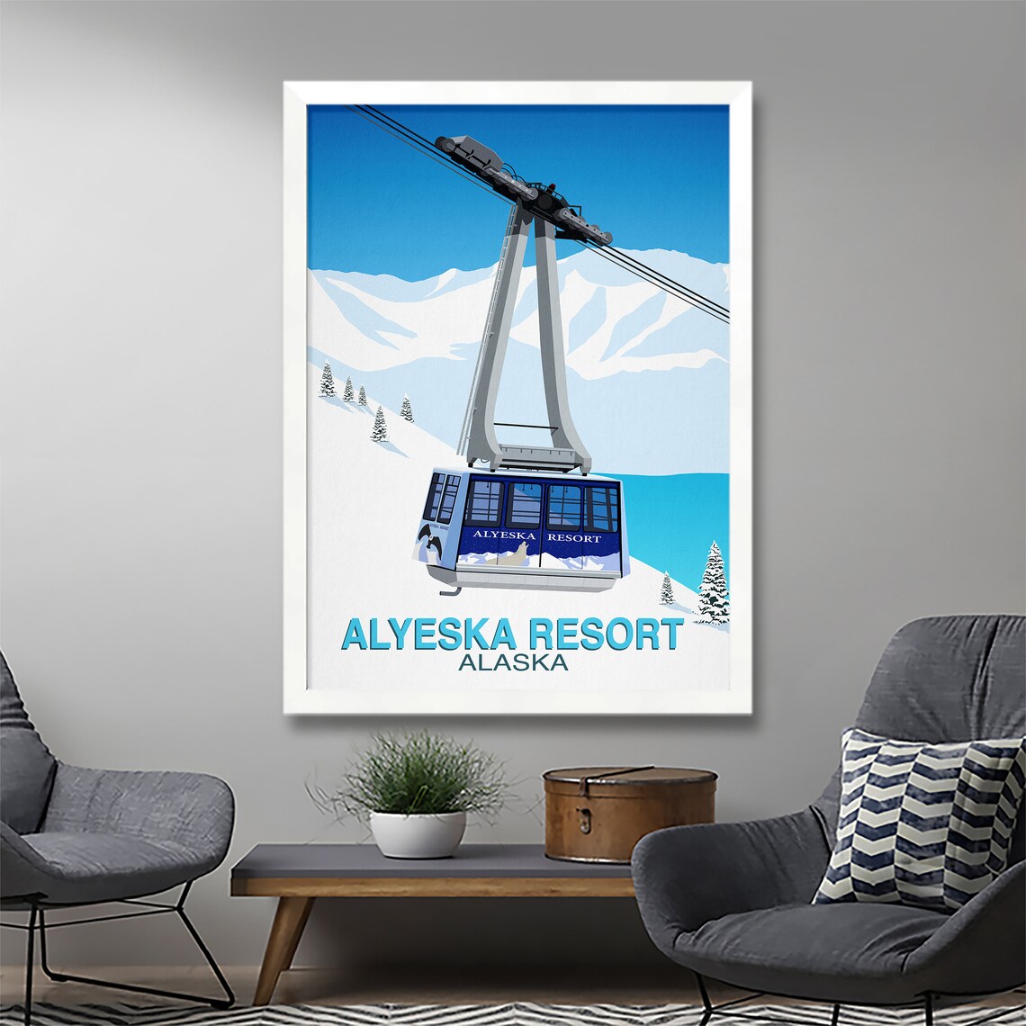 Alyeska Ski Resort in Alaska Travel Poster - Image 2