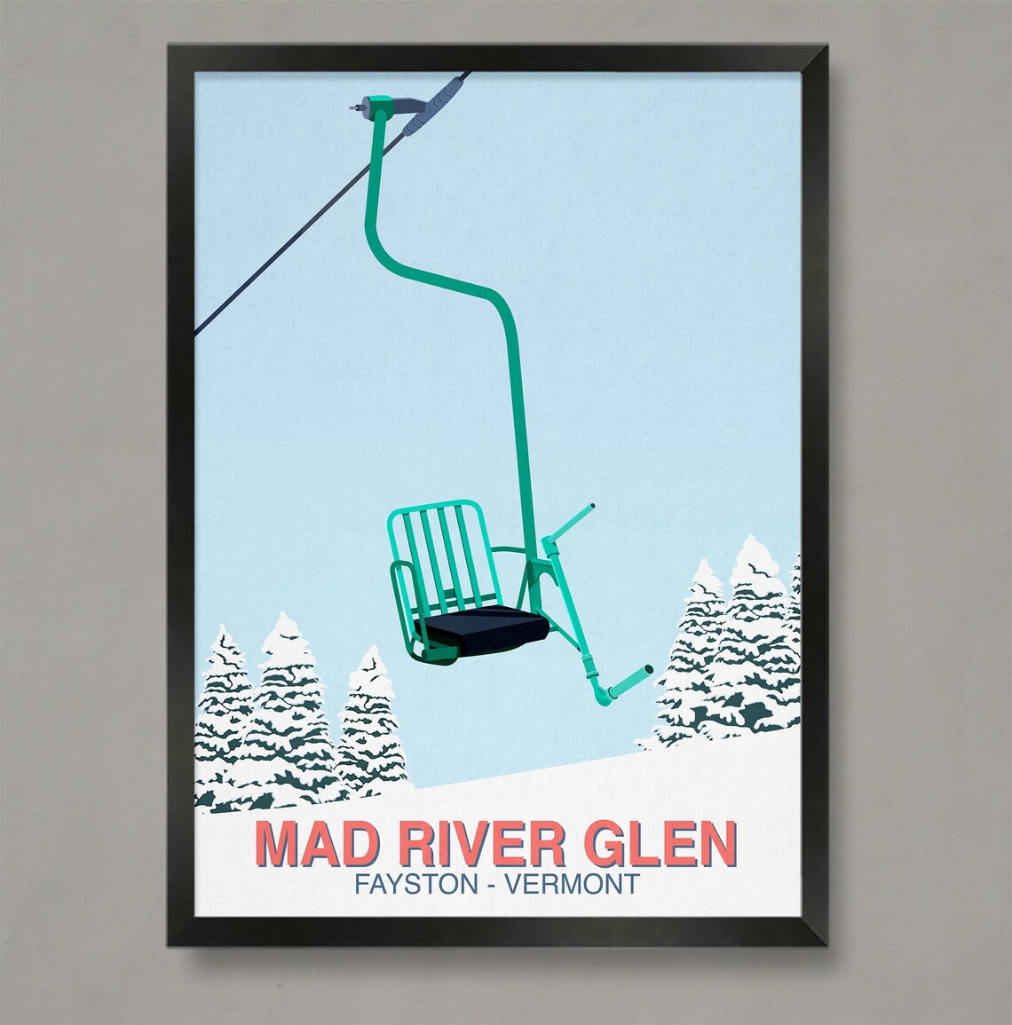 Mad River Glen Ski Resort Travel Poster Art Print