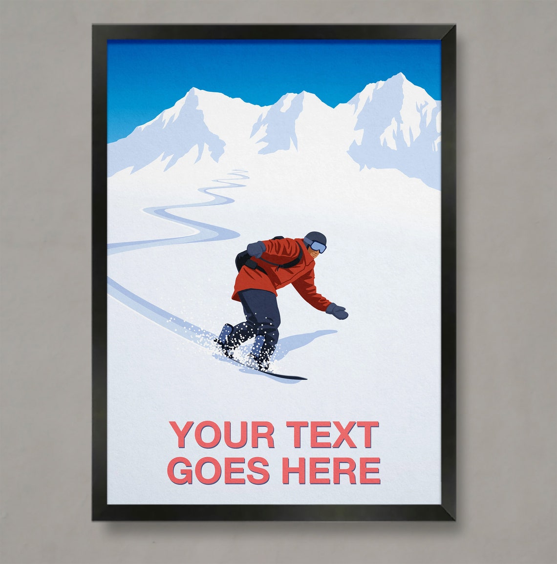 Personalised Snowboard Art Custom Text Carving Fresh Snow Gift Poster