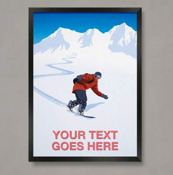Personalised Snowboard Art Custom Text Carving Fresh Snow Gift Poster