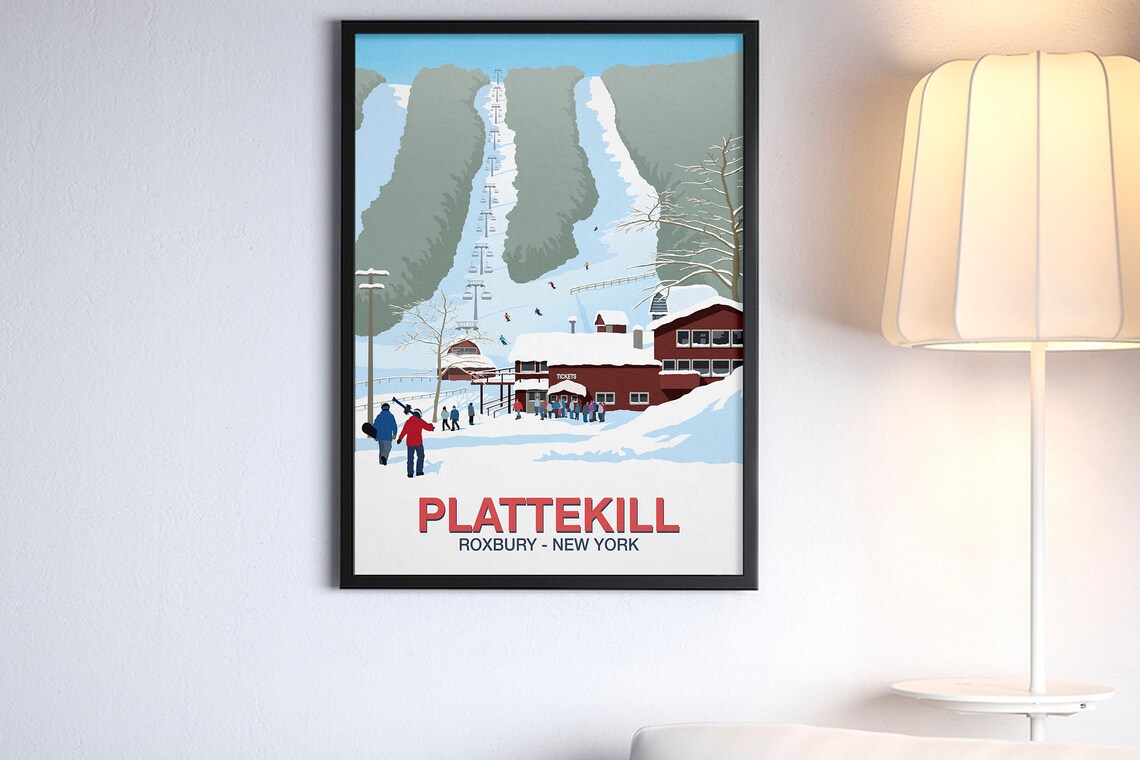 Plattekill Ski Resort Travel Poster, Ski Gifts - Image 4