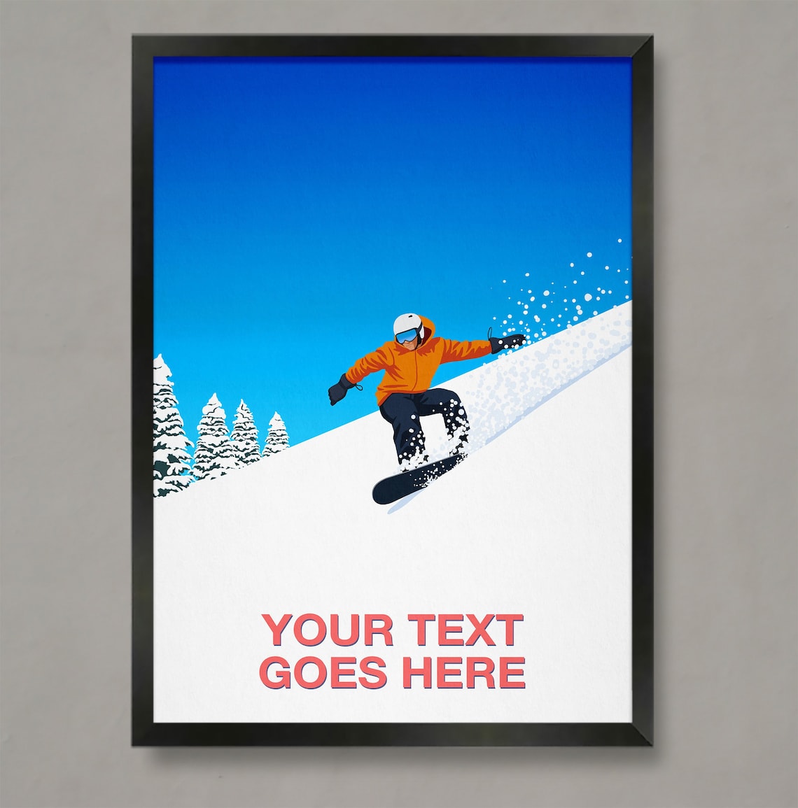 Personalised Ski Art Poster, Snowboarder Gift