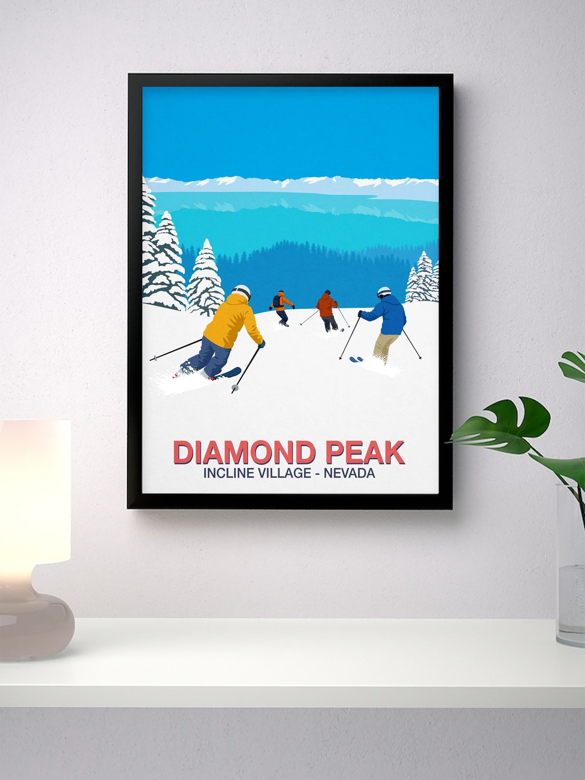 Diamond Peak Nevada Ski Poster Incline Village Lake Tahoe Artwork - Image 4
