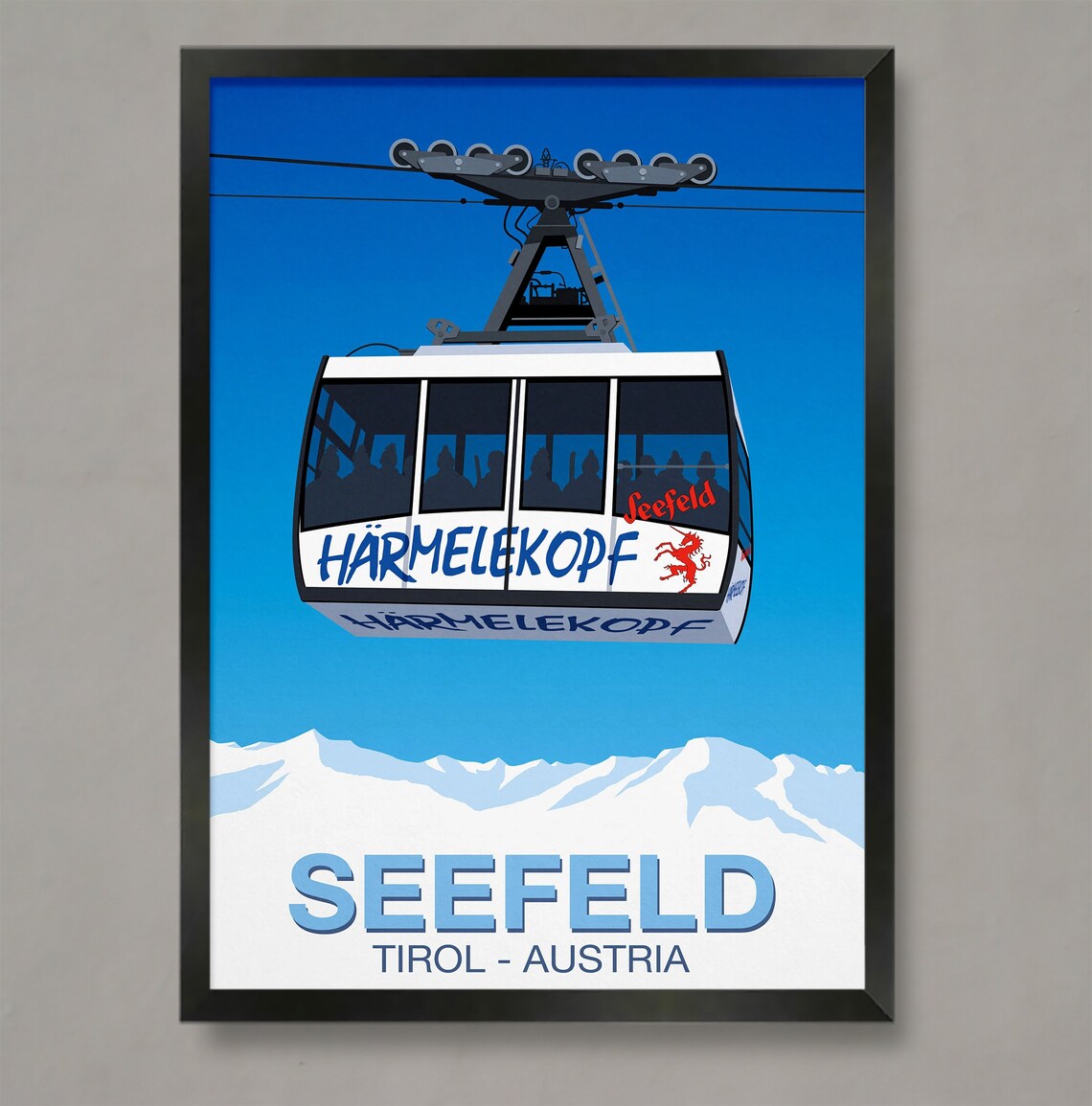 Seefeld Ski Resort Travel Poster, Ski Print
