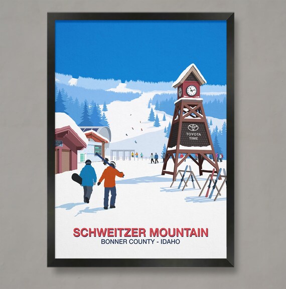 Schweitzer Mountain Ski Poster Ski Resort Poster Ski Print Ski Gifts Ski Poster Schweitzer Mountain Ski Resort Schweitzer Mountain