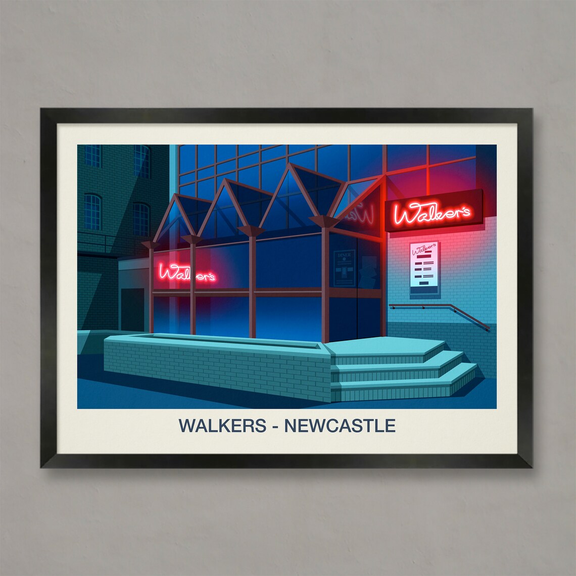 Walkers Newcastle Retro Nightclub Neon Sign Diner Venue Wall Art