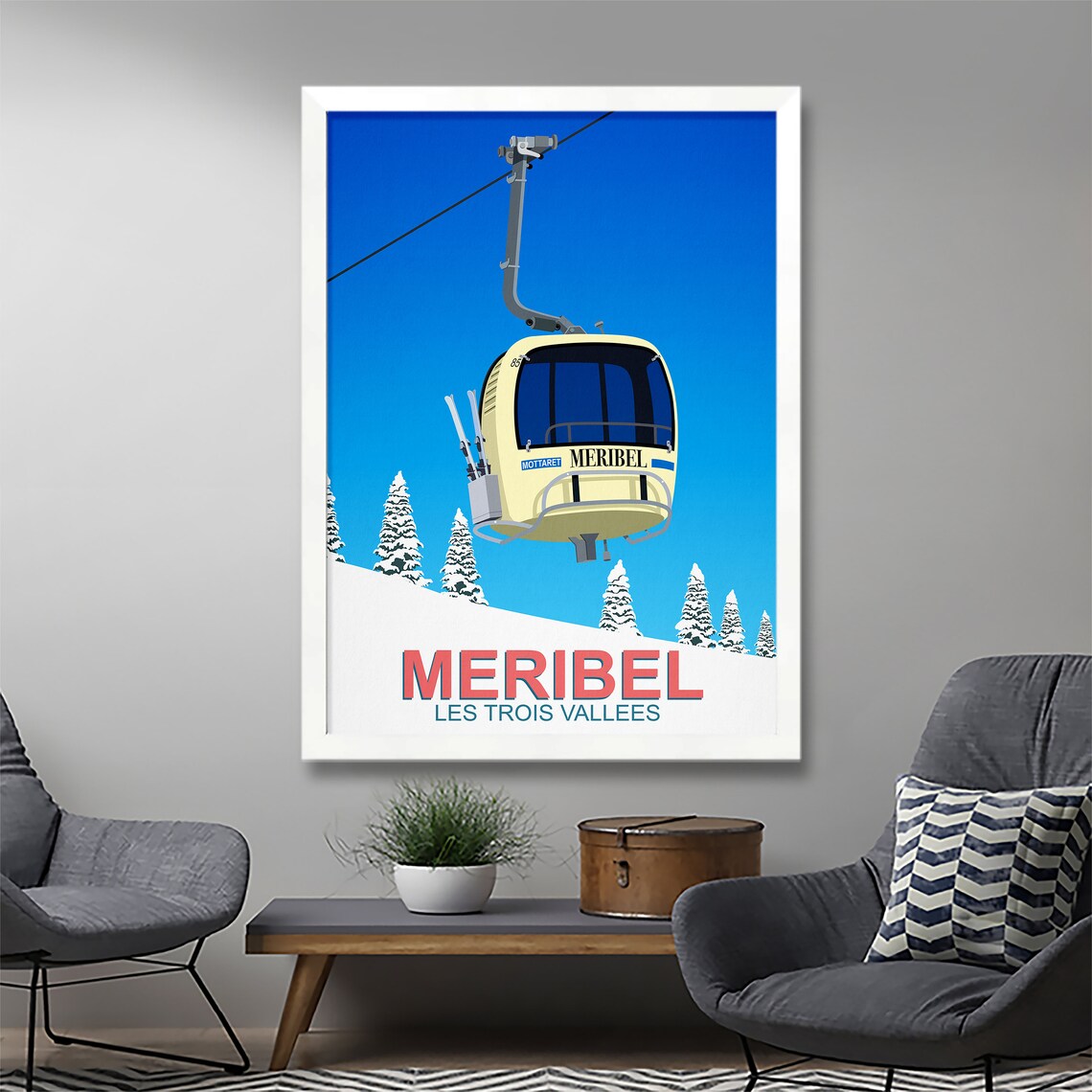 Meribel Ski Resort Poster, Ski Resort Travel Poster - Image 2