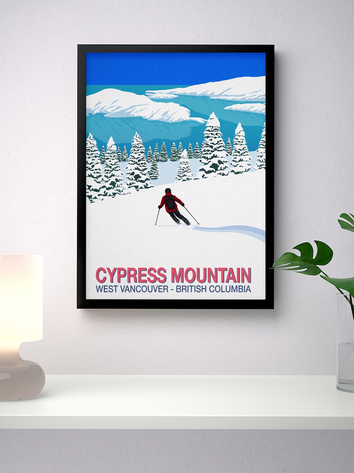 Cypress Mountain Skier Poster, Ski Resort Travel Poster - Image 2