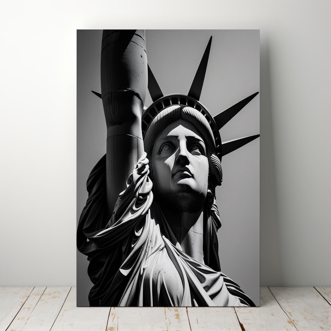 Statue of Liberty Close Up Black And White New York City Poster