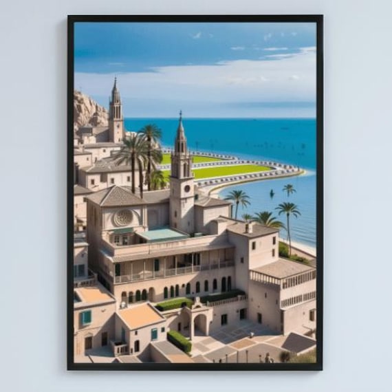 Palma De Mallorca Spain Coastal Cathedral Seafront Photo Poster