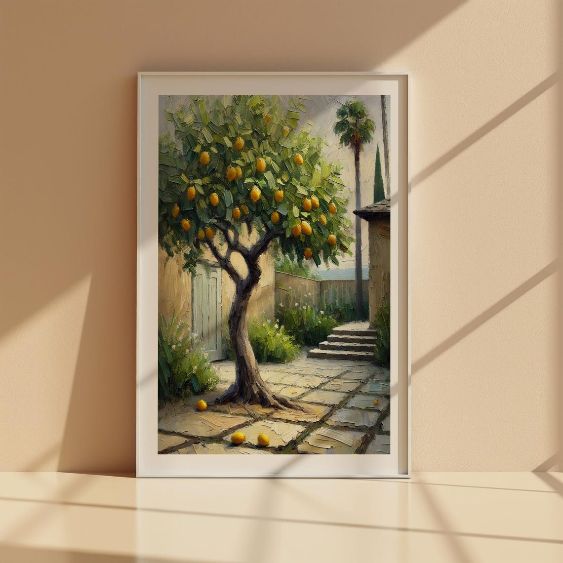 Lemon Tree in a Sunlit Courtyard Impressionist Garden Poster