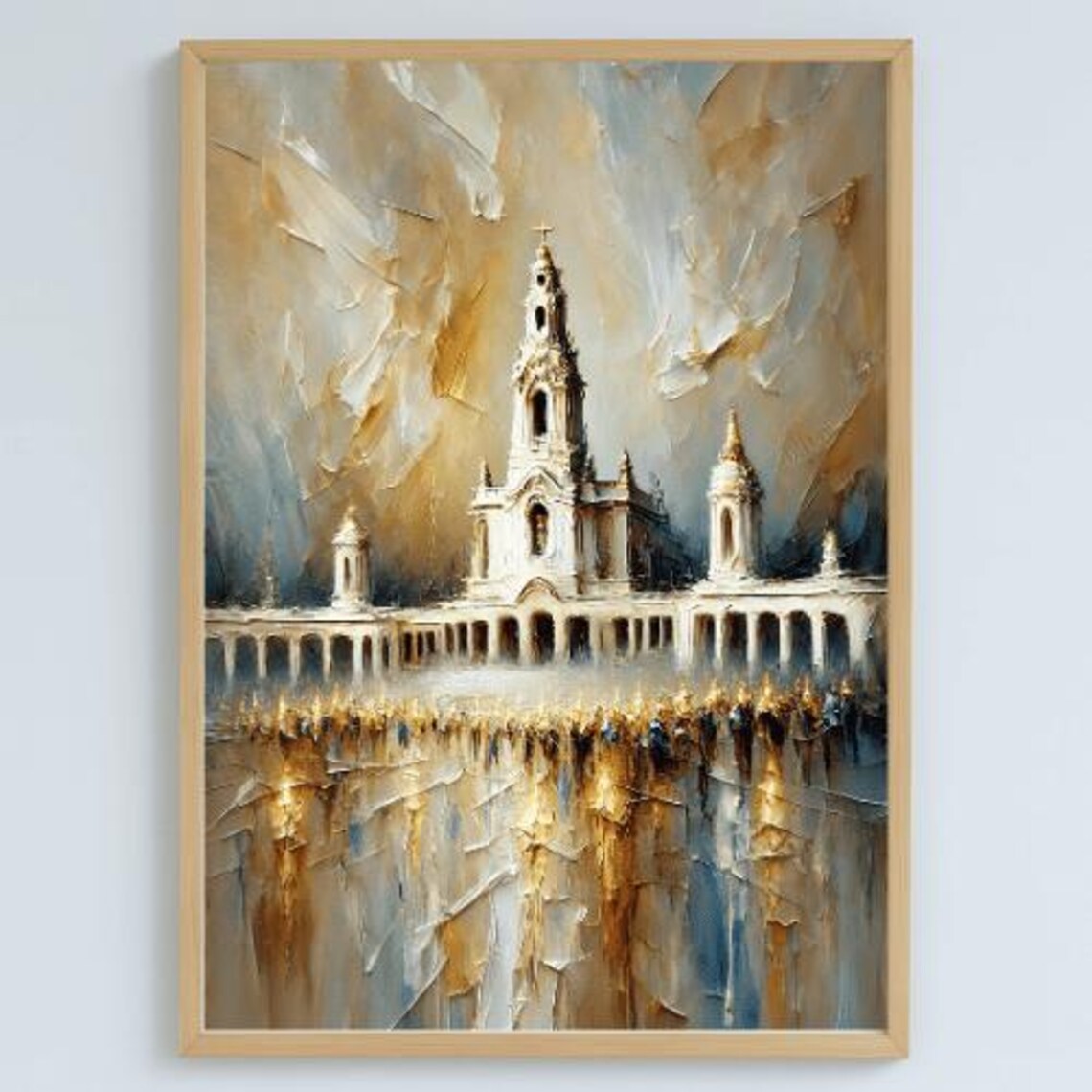 Fatima Portugal Sanctuary Church Golden Impressionist Art Poster