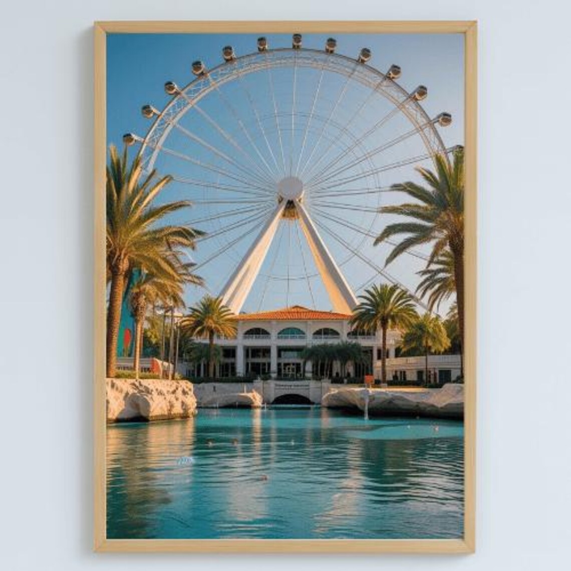 Orlando Ferris Wheel Florida Palm Trees Waterfront Landmark Poster