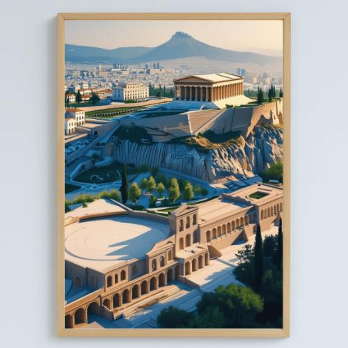 Athens Greece Cityscape Poster, European Wall Art