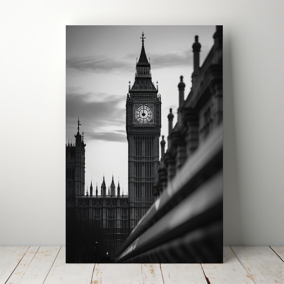 Big Ben London Black and White Architecture Photography Print