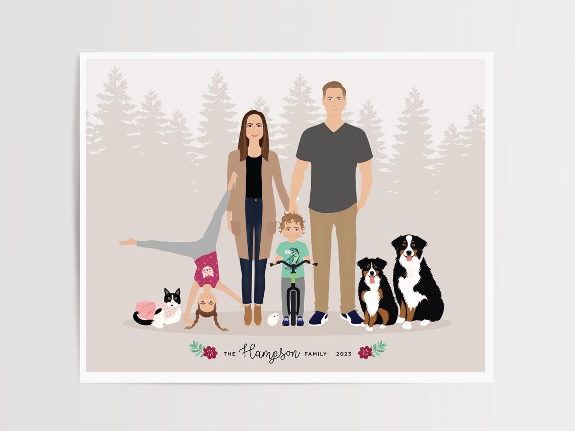 Custom Family Portrait, Additional Pet