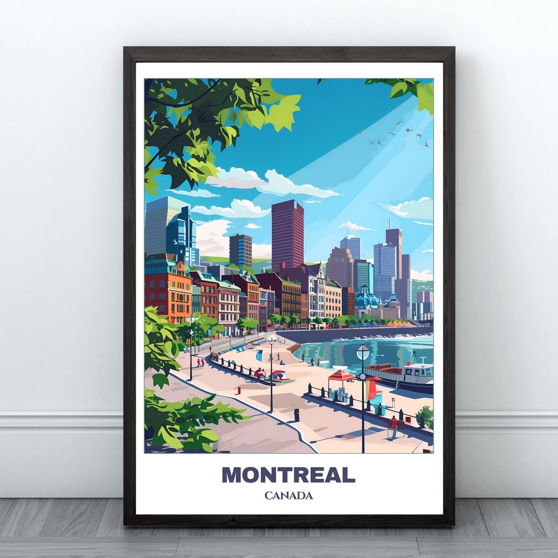 Montreal Canada Old Port Promenade Harbor Skyline Summer Poster