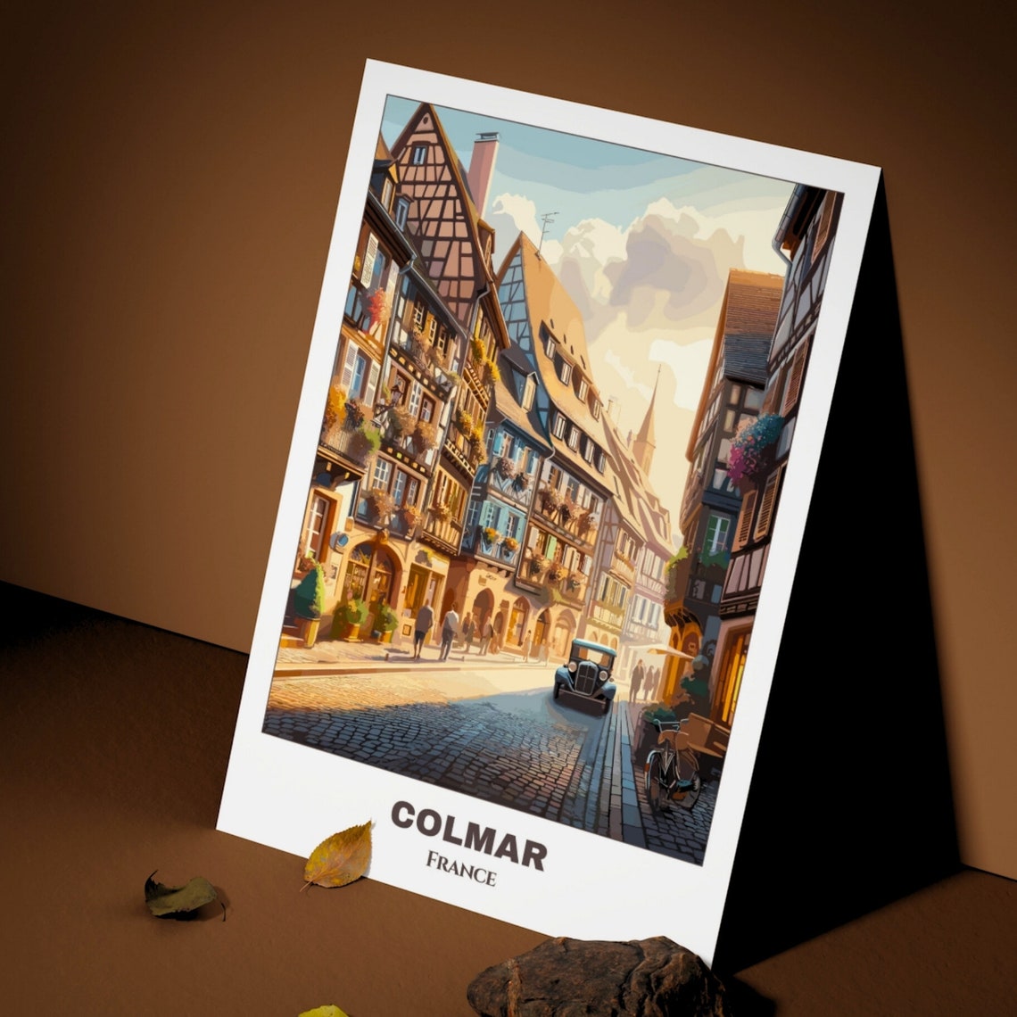 Colmar France Historic Old Town Street With Vintage Car Poster - Image 5