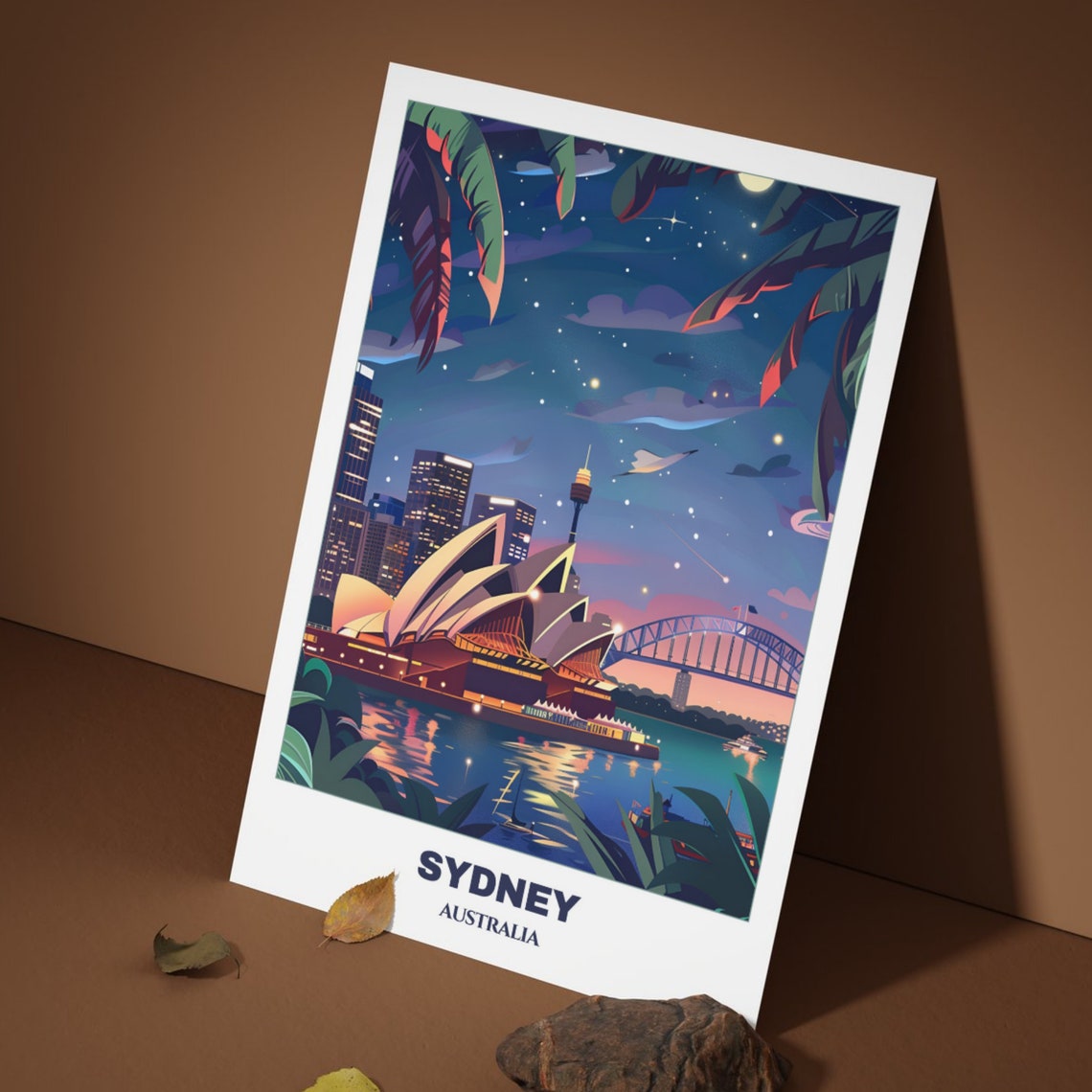 Sydney Opera House Night Harbour Bridge Australia Travel Poster - Image 3