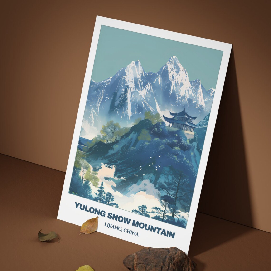 Yulong Snow Mountain Lijiang China Pavilion Pines Travel Poster - Image 3