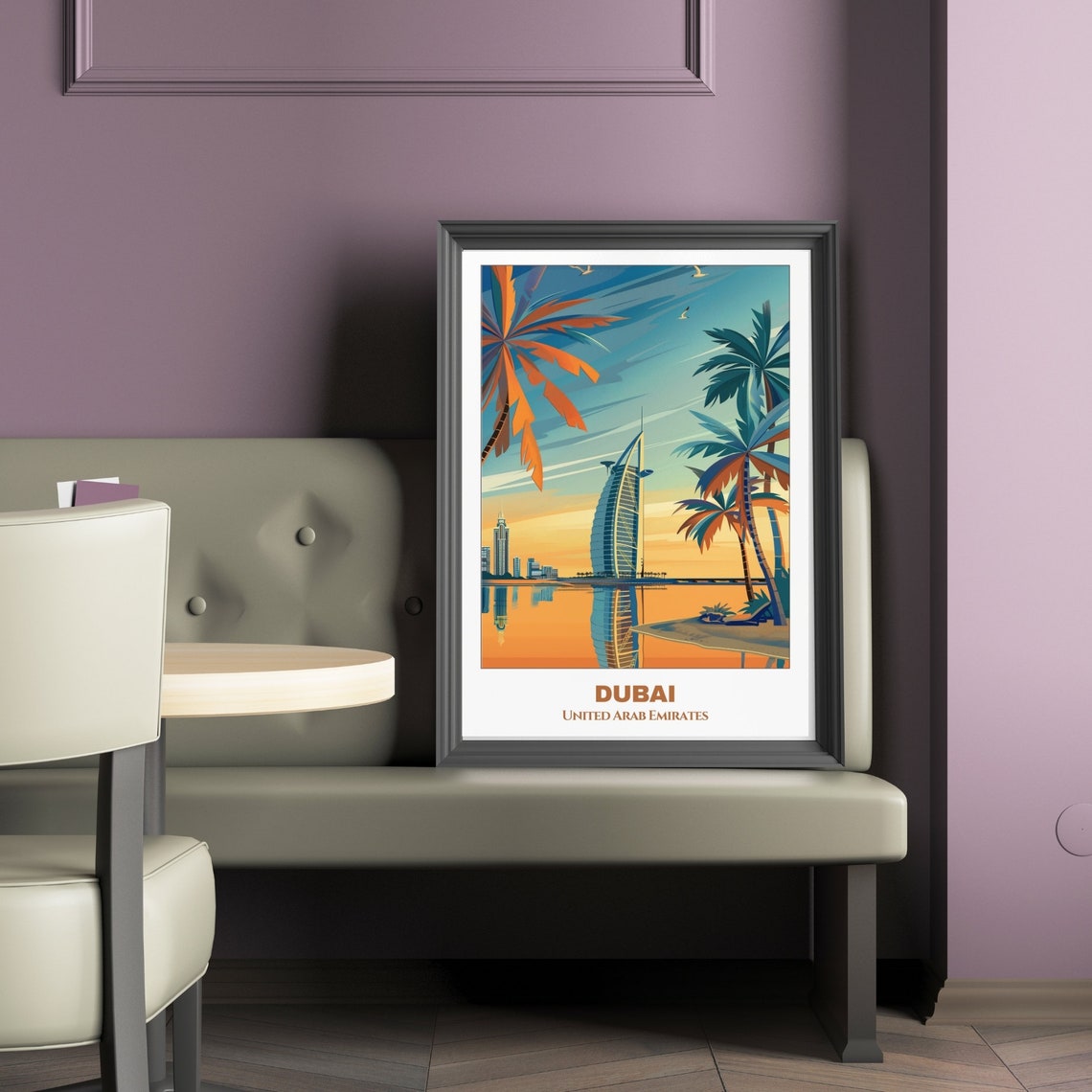 Dubai Travel Poster United Arab Emirates Travel Poster Cityscape Painting Print Wall Art Travel Room Decor Dubai Trip - Image 2