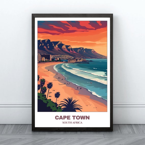 Cape Town Travel Poster South Africa Travel Poster Print Wall Art Cape Town Painting Home Decor Cape Town Trip