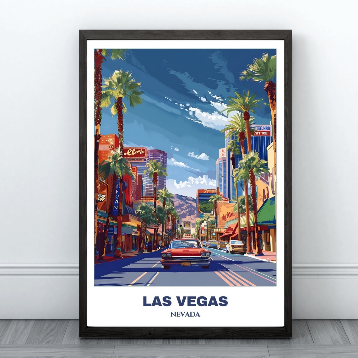 Las Vegas Travel Poster Nevada Travel Poster Las Vegas Painting Cityscape Painting Vegas Wall Art Home Decor Nevada Trip