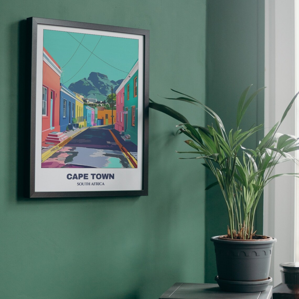 Cape Town Bo Kaap Colorful Houses Table Mountain Travel Poster - Image 5