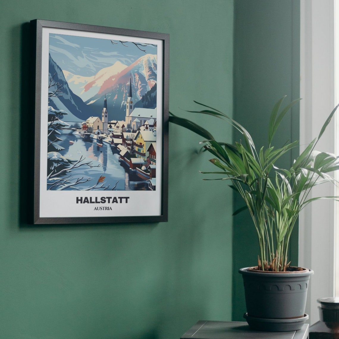 Hallstatt Travel Poster Austria Travel Poster Hallstatt Painting Cityscape Painting Travel Wall Art Home Decor Hallstatt Trip - Image 5