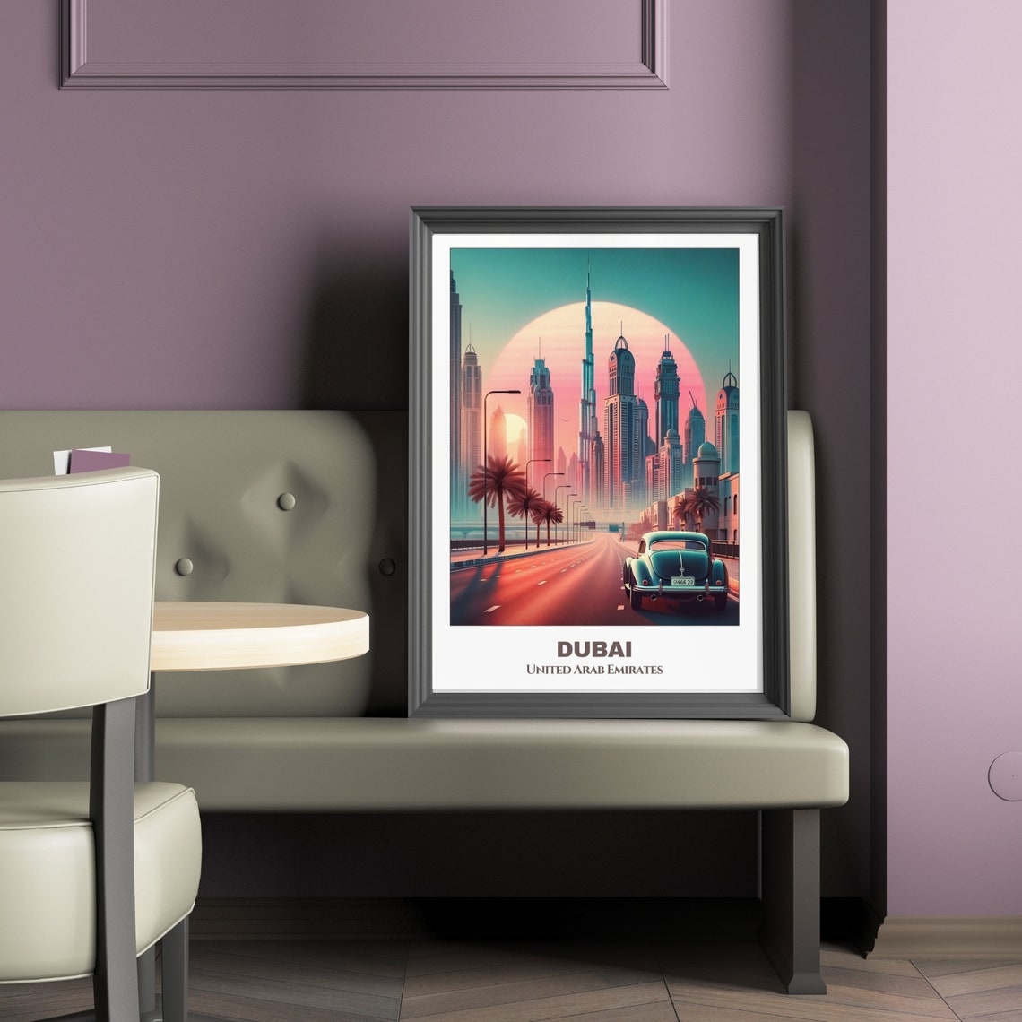 Dubai Travel Poster United Arab Emirates Travel Poster Cityscape Painting Print Wall Art Travel Room Decor Dubai Trip - Image 2