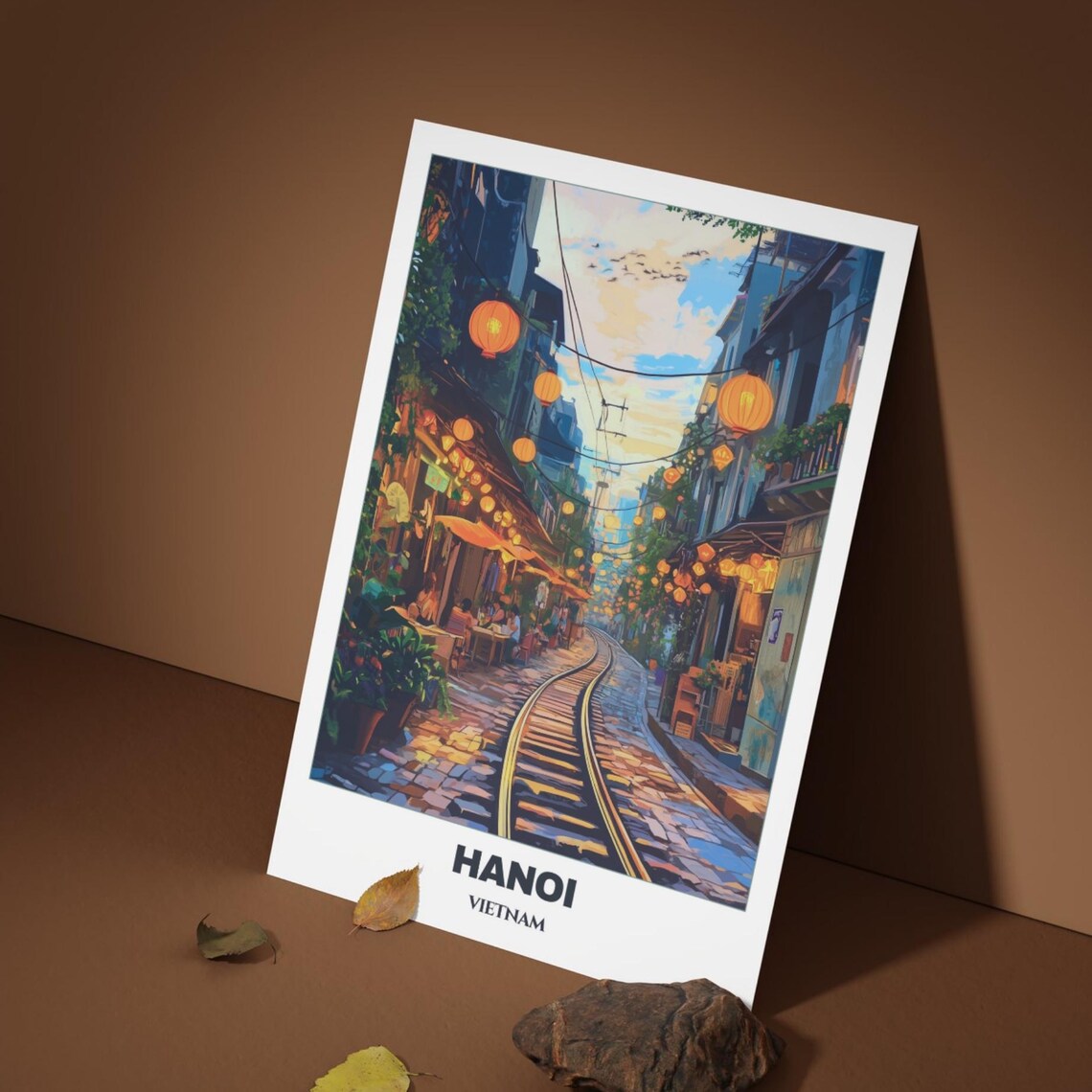 Hanoi Travel Poster, Vietnam Cityscape Art Print - Image 2