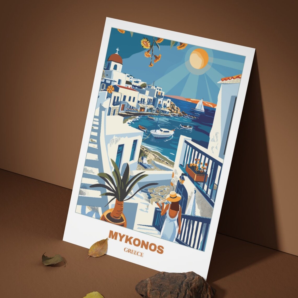 Mykonos Travel Poster Greece Travel Poster Cityscape Painting Print Wall Art Travel Wall Art Decor Mykonos Trip - Image 3