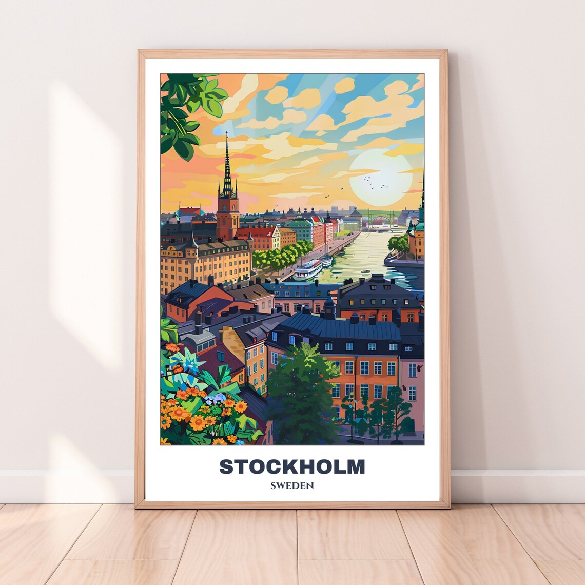 Stockholm Travel Poster, Sweden Cityscape Art Print - Image 4