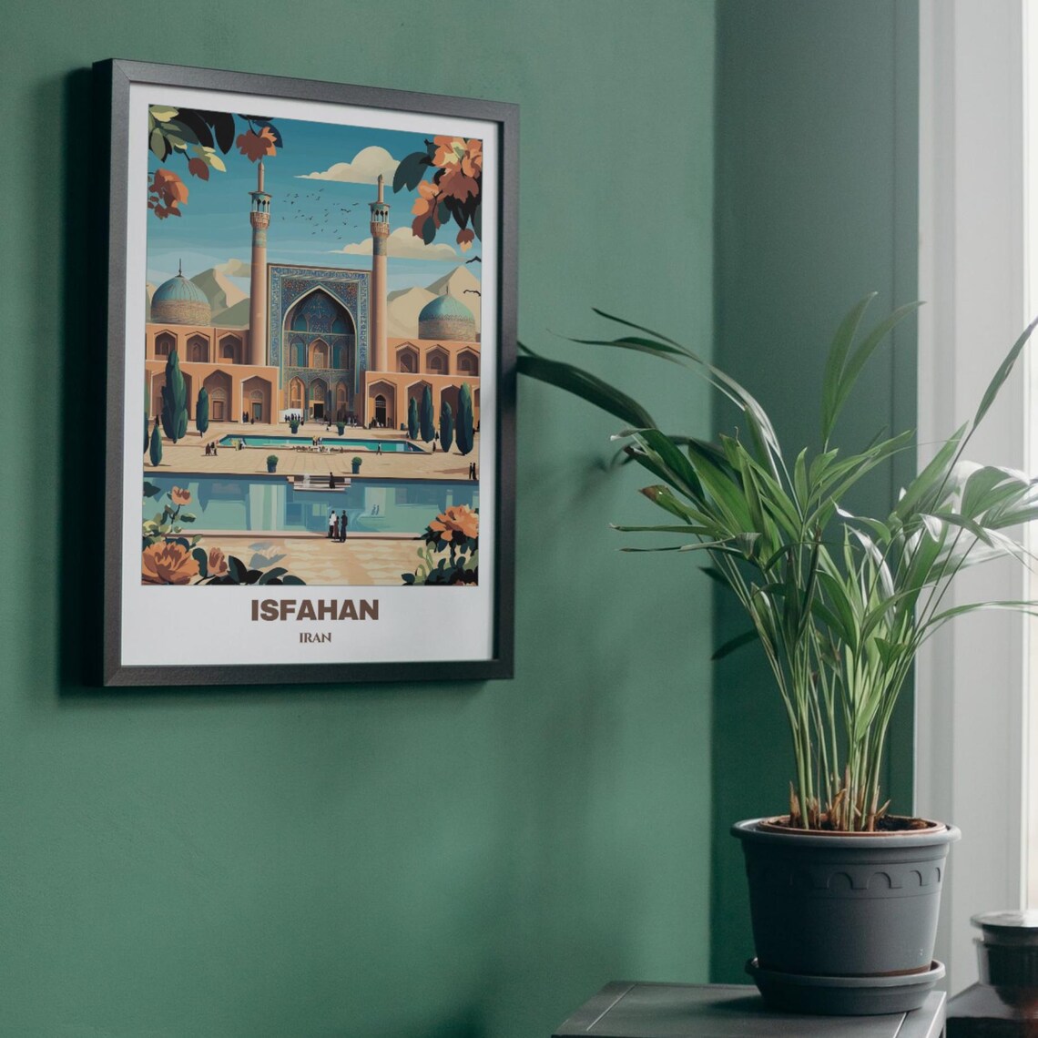 Isfahan Travel Poster, Iran Cityscape Painting - Image 4