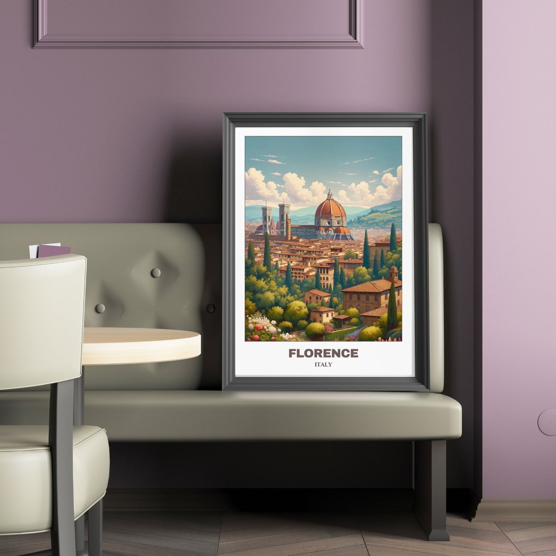 Florence Hillside Panorama Duomo Cypress Trees Italy Travel Poster - Image 2